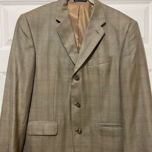 Calvin Klein Men’s 3-Button Blazer 40S Tan Silk Wool Classic Mod Style